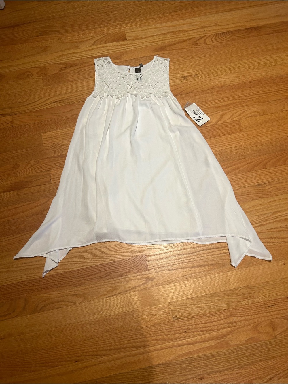 Trixxi White Sleeveless Midi Dress with Crochet Yoke. New with tags!!